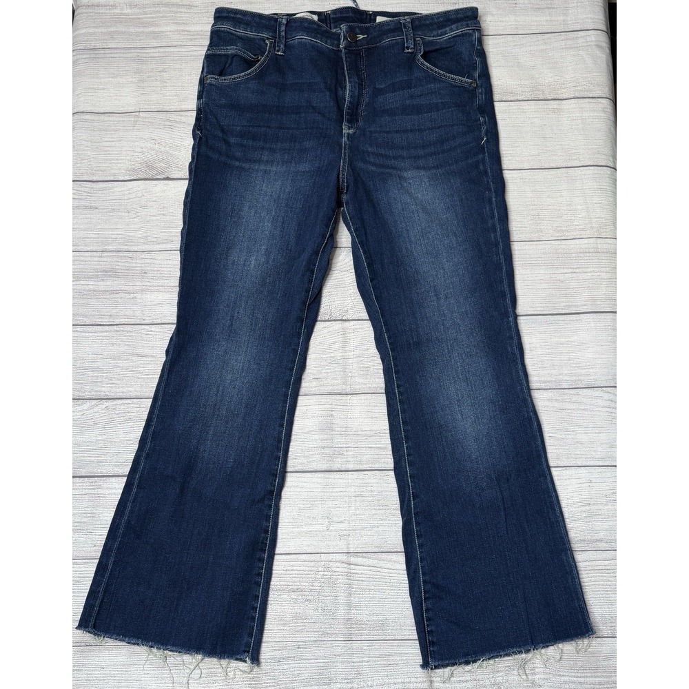 Anthropologie Pilcro Letterpress The Script Tie Back Cropped Bootcut Jeans 32 - Picture 2 of 7